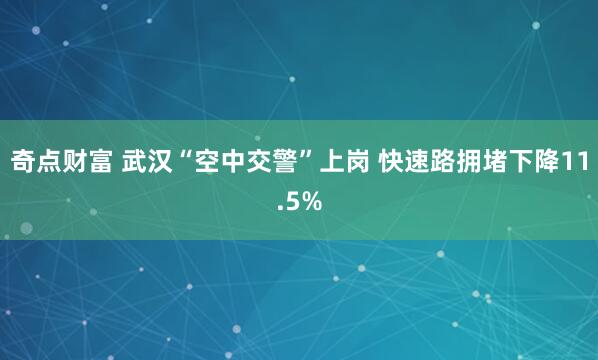 奇点财富 武汉“空中交警”上岗 快速路拥堵下降11.5%